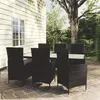 Image de vidaXL Salon de jardin 7 pcs avec coussins résine tressée noir