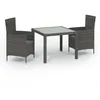 Image de Vidaxl Mobilier Ã DÃ®ner De Jardin 3pcs Et Coussins RÃ©sine TressÃ©e Gris