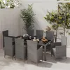 Image de vidaXL Ensemble à manger d'extérieur 9pcs coussins Résine tressée Gris
