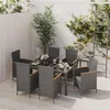 Image de vidaXL Ensemble à manger d'extérieur 7 pcs et coussins Résine tressée3094936
