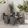 Image de Vidaxl Salon D'extÃ©rieur 7 Pcs Et Coussins RÃ©sine TressÃ©e Noir Et Gris