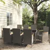 Image de vidaXL Ensemble à manger d'extérieur 9pcs coussins Résine tressée Gris