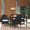 Image de vidaXL Ensemble à dîner de jardin avec coussins 5 pcs poly rotin noir3094975