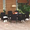 Image de vidaXL Mobilier à dîner de jardin et coussins 7pcs Résine tressée Noir