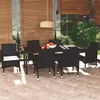 Image de vidaXL Ensemble à manger de jardin coussins 7pcs Résine tressée Noir3094977
