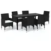 Image de Vidaxl Mobilier Ã DÃ®ner De Jardin Et Coussins 7pcs RÃ©sine TressÃ©e Noir