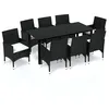 Image de vidaXL Vidaxl Mobilier À Dîner De Jardin Et Coussins 9pcs Résine Tressée Noir