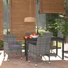 Image de vidaXL Mobilier à dîner de jardin et coussins 5pcs Résine tressée Gris