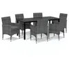 Image de Vidaxl Mobilier Ã DÃ®ner De Jardin Et Coussins 7pcs RÃ©sine TressÃ©e Gris