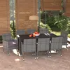 Image de vidaXL Meubles à dîner de jardin et coussins 9 pcs Poly rotin Gris