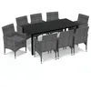 Image de vidaXL Vidaxl Meubles À Dîner De Jardin Et Coussins 9 Pcs Poly Rotin Gris