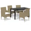 Image de vidaXL Vidaxl Meubles À Dîner De Jardin Et Coussins 5 Pcs Poly Rotin Beige