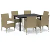 Image de Vidaxl Meubles Ã DÃ®ner De Jardin Et Coussins 7 Pcs Poly Rotin Beige