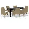 Image de Vidaxl Meubles Ã DÃ®ner De Jardin Et Coussins 7 Pcs Poly Rotin Beige
