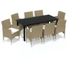 Image de Vidaxl Meubles Ã DÃ®ner De Jardin Et Coussins 9 Pcs Poly Rotin Beige