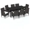 Image de vidaXL Vidaxl Meubles À Dîner De Jardin Et Coussins 9 Pcs Poly Rotin Marron