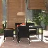 Image de vidaXL Mobilier à dîner de jardin et coussins 5pcs Résine tressée Noir