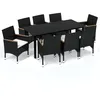 Image de Vidaxl Mobilier Ã DÃ®ner De Jardin Et Coussins 9pcs RÃ©sine TressÃ©e Noir