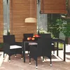 Image de vidaXL Ensemble à dîner de jardin avec coussins 5 pcs poly rotin noir