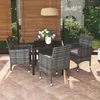 Image de vidaXL Ensemble à manger de jardin coussins 5pcs Résine tressée Gris3095022