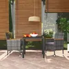 Image de vidaXL Ensemble à manger de jardin coussins 3pcs Résine tressée Gris