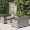 Image de vidaXL Ensemble à dîner de jardin 3pcs et coussins gris Résine tressée