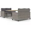 Image de Vidaxl Ensemble Ã DÃ®ner De Jardin 3pcs Et Coussins Gris RÃ©sine TressÃ©e