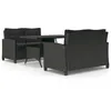 Image de Vidaxl Ensemble Ã DÃ®ner De Jardin Coussins Noirs 3 Pcs RÃ©sine TressÃ©e