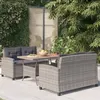 Image de vidaXL Ensemble à dîner de jardin 3 pcs Résine tressée bois d'acacia