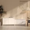 Image de vidaXL Meuble TV Blanc 146,5x35x50 cm Bois d'ingénierie