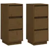 Image de vidaXL Vidaxl Buffets 2 Pcs Marron Miel 32x34x75 Cm Bois Massif De Pin