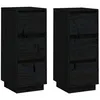 Image de vidaXL Buffets 2 pcs Noir 32x34x75 cm Bois massif de pin