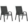 Image de Vidaxl Chaises Empilables De Jardin 2 Pcs Noir Tissu TextilÃ¨ne