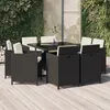 Image de vidaXL Mobilier à dîner de jardin et coussins 9pcs Résine tressée Noir