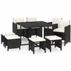 Image de vidaXL Vidaxl Mobilier À Dîner De Jardin Et Coussins 9pcs Résine Tressée Noir
