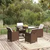 Image de vidaXL Ensemble à dîner de jardin avec coussins 5 pcs poly rotin brun3095512