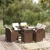 Image de vidaXL Meubles à dîner de jardin et coussins 9 pcs Poly rotin Marron