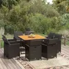 Image de vidaXL Mobilier à dîner de jardin et coussins 9pcs Résine tressée Noir