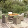 Image de vidaXL Ensemble à manger de jardin et coussins 5 pcs Poly rotin Beige3095527