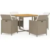 Image de vidaXL Vidaxl Meubles À Dîner De Jardin 5 Pcs Et Coussins Poly Rotin Beige