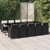Image de vidaXL Ensemble à dîner de jardin coussins 11 pcs Résine tressée Noir
