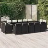 Image de vidaXL Ensemble à dîner de jardin coussins 15 pcs Résine tressée Noir