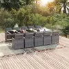 Image de vidaXL Ensemble à dîner de jardin coussins 11 pcs Résine tressée Gris