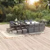 Image de vidaXL Ensemble à dîner de jardin coussins 15 pcs Résine tressée Gris