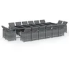 Image de Vidaxl Ensemble Ã DÃ®ner De Jardin Coussins 17 Pcs RÃ©sine TressÃ©e Gris