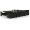 Image de Vidaxl Ensemble Ã DÃ®ner De Jardin Coussins 15 Pcs RÃ©sine TressÃ©e Noir