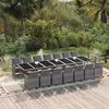 Image de vidaXL Ensemble à dîner de jardin coussins 15 pcs Résine tressée Gris