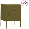 Image de vidaXL Tables de chevet 2 pcs Vert olive 35x35x51 cm Acier3095205