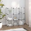 Image de vidaXL Cubes de rangement 9 pcs avec portes Transparent PP340557