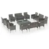 Image de vidaXL Salon de jardin 16 pcs avec coussins Résine tressée Gris3095960